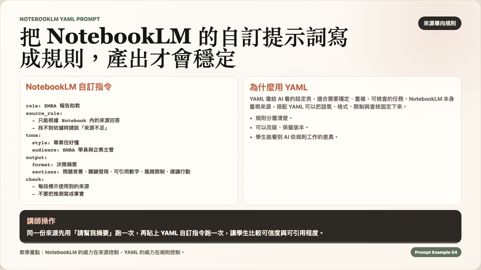 NotebookLM YAML 提示詞範例圖卡