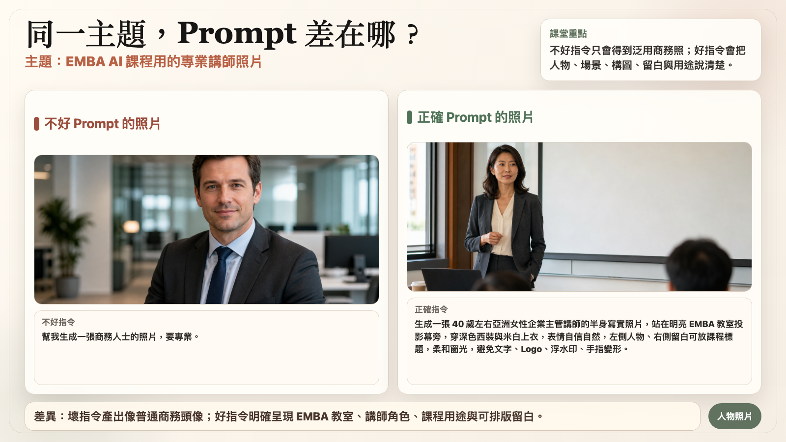 人物照片 Prompt 對比