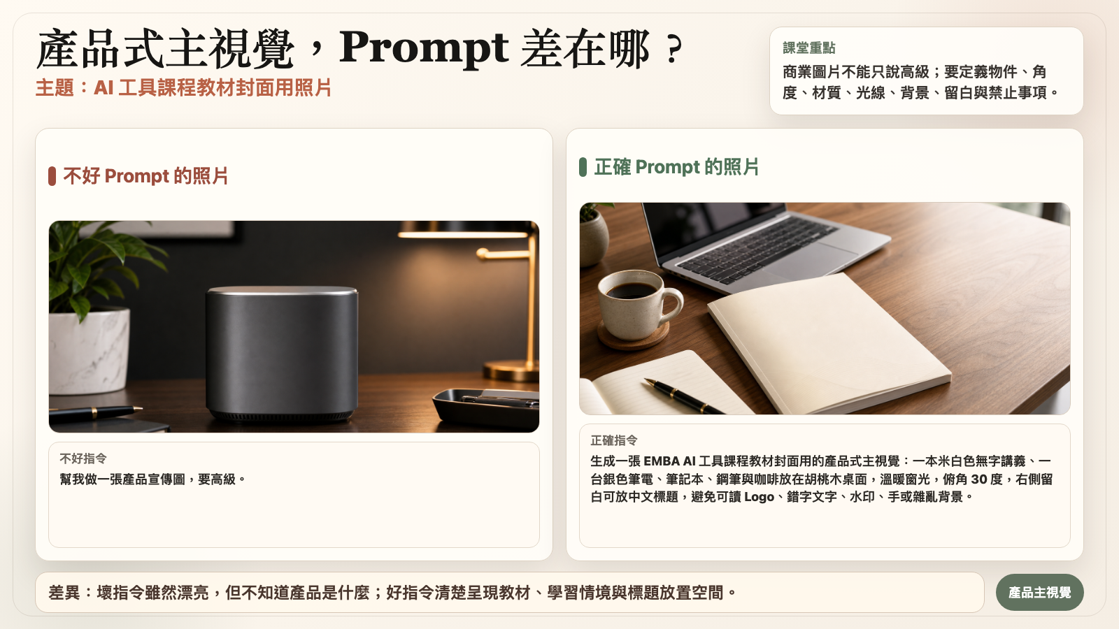 產品式主視覺 Prompt 對比
